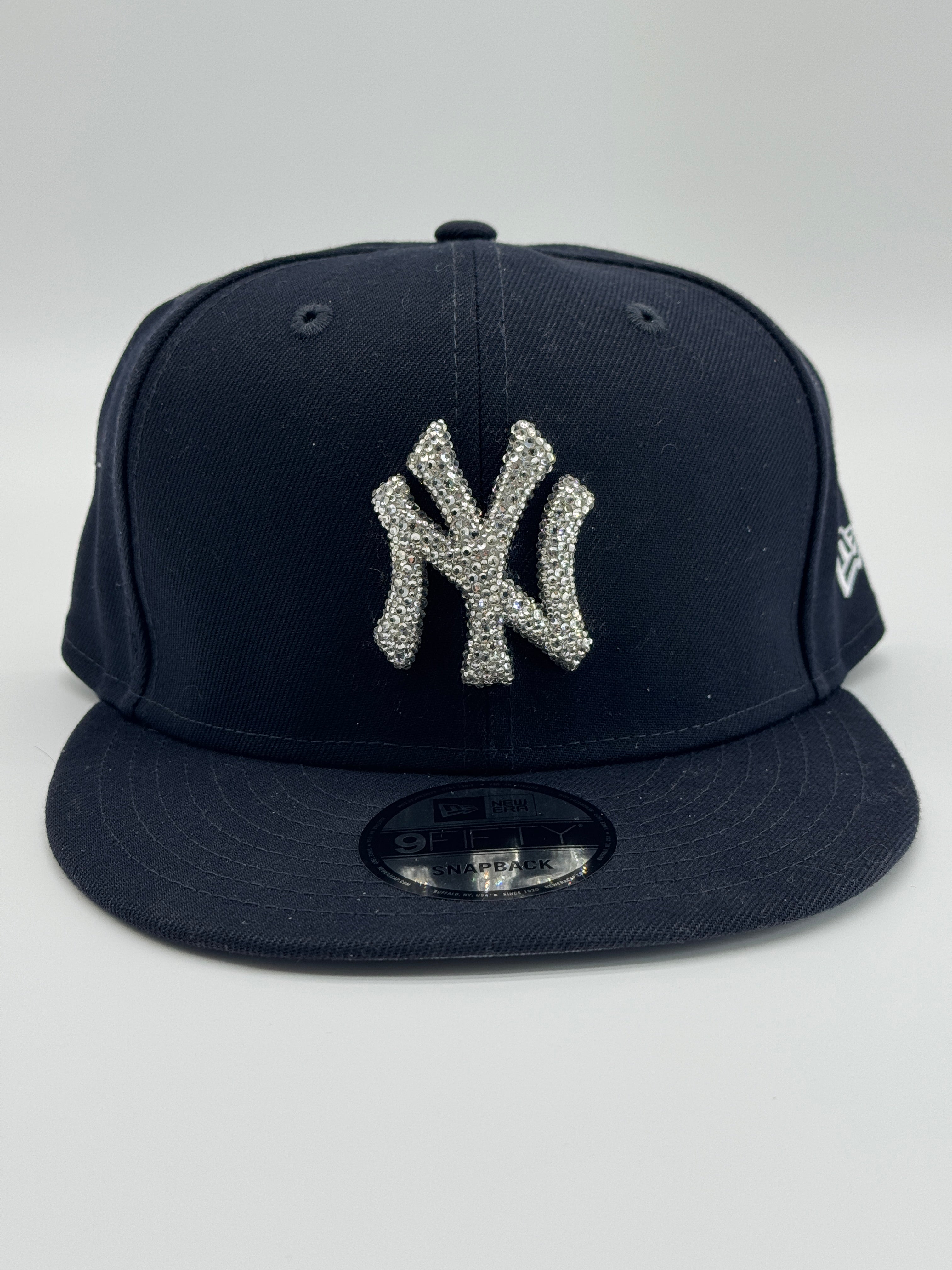 Rhinestone Navy Blue Yankees Snapback Baseball Hat