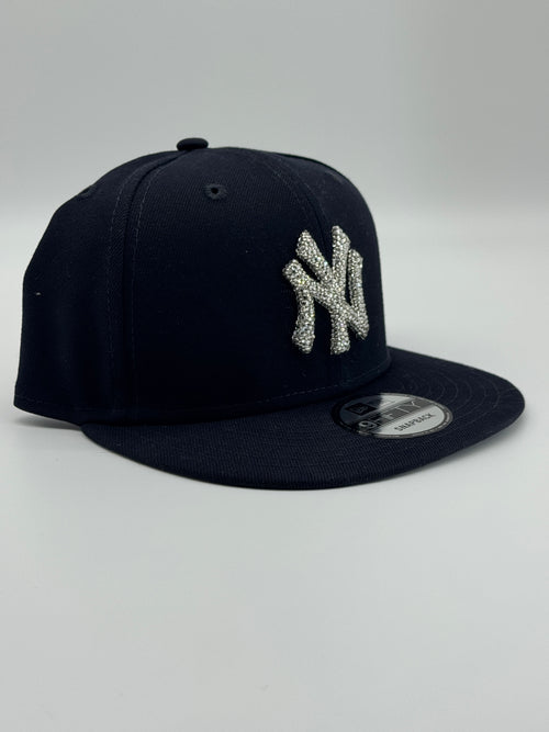 Rhinestone Navy Blue Yankees Snapback Baseball Hat
