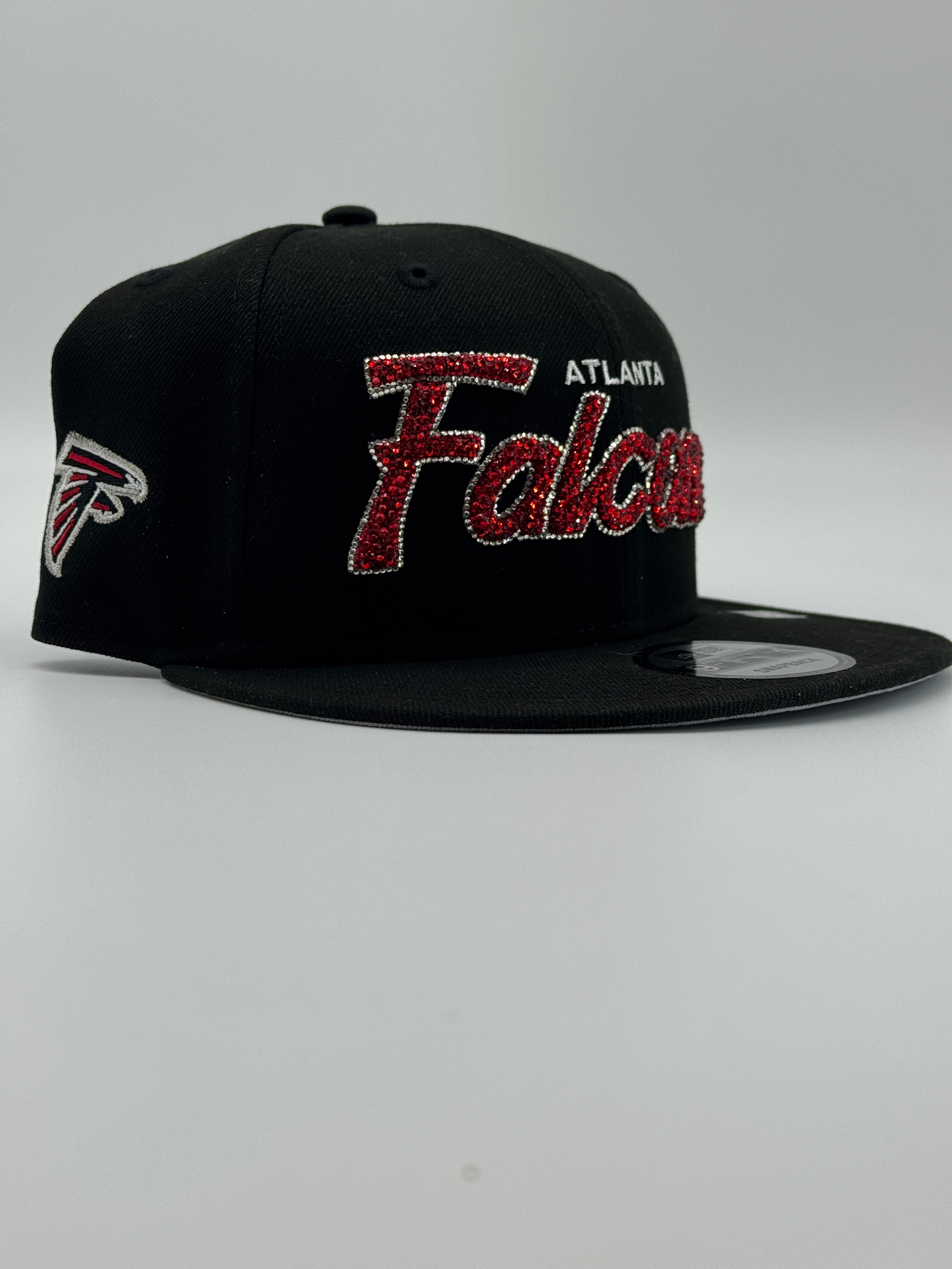 Rhinestone Black Falcons Snapback Football Hat