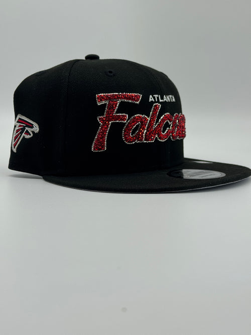 Rhinestone Black Falcons Snapback Football Hat
